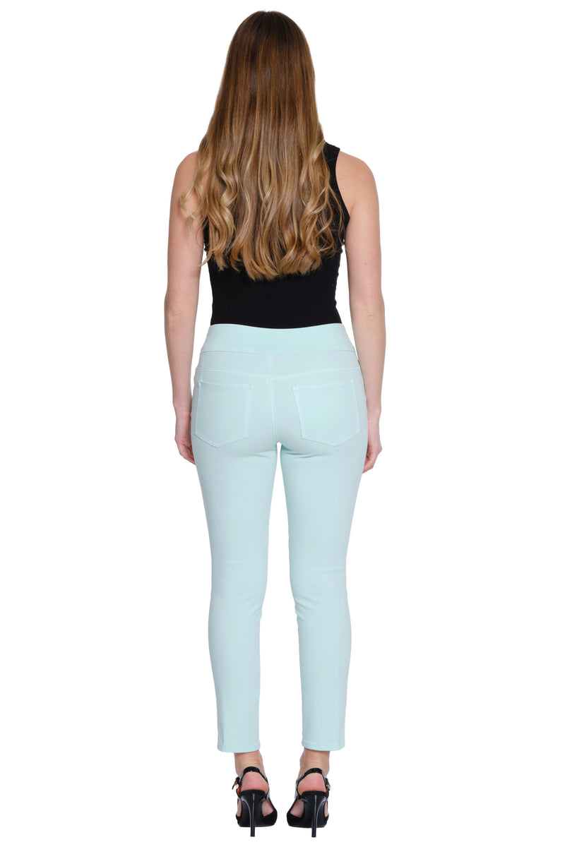 4 WAY STRETCH PULL ON SKINNY ANKLE JEAN - Aqua