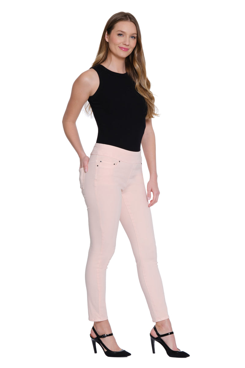 4 WAY STRETCH PULL ON SKINNY ANKLE JEAN - Light Pink