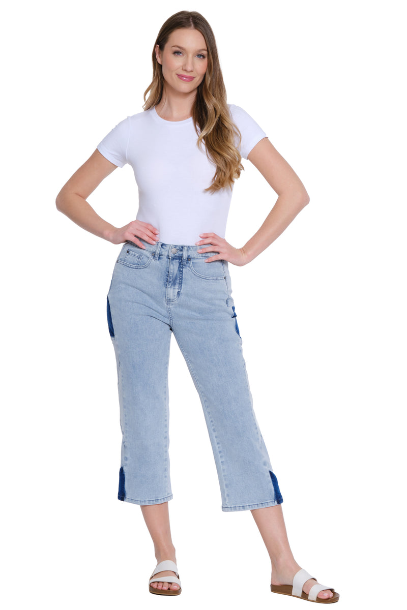 Wide Leg Crop Jeans - Light Indigo