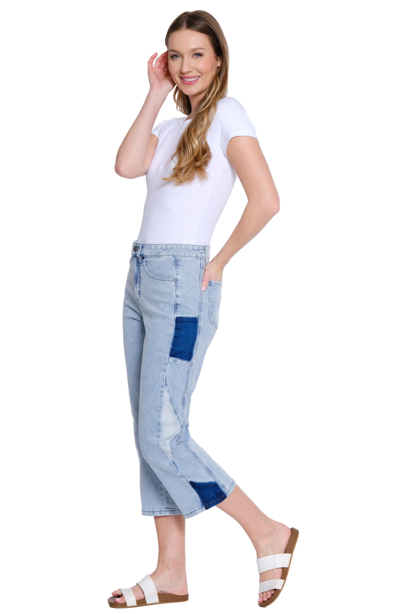 Wide Leg Crop Jeans - Light Indigo