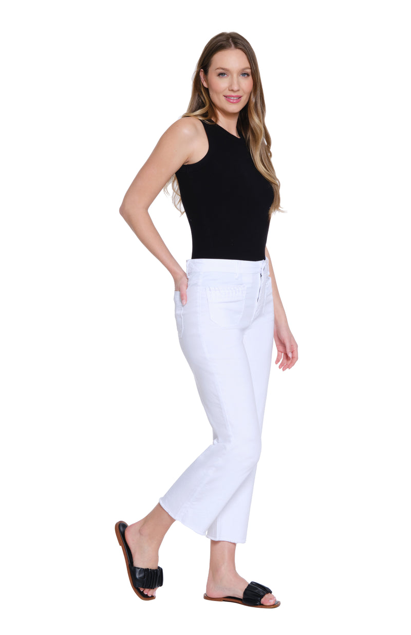 Wide Leg Crop Pant - White