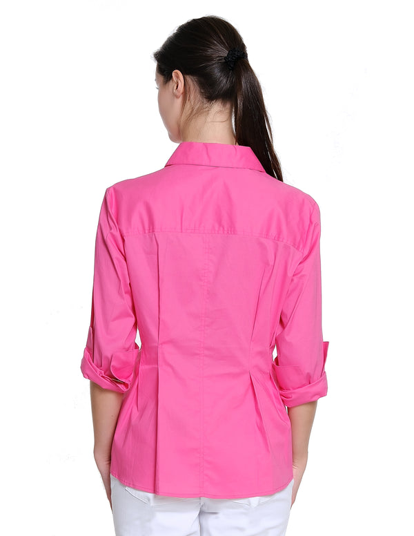 Zip Front Shirt - Bright Pink