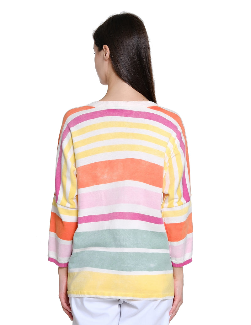 Striped Dolman Sleeve Sweater - Multi