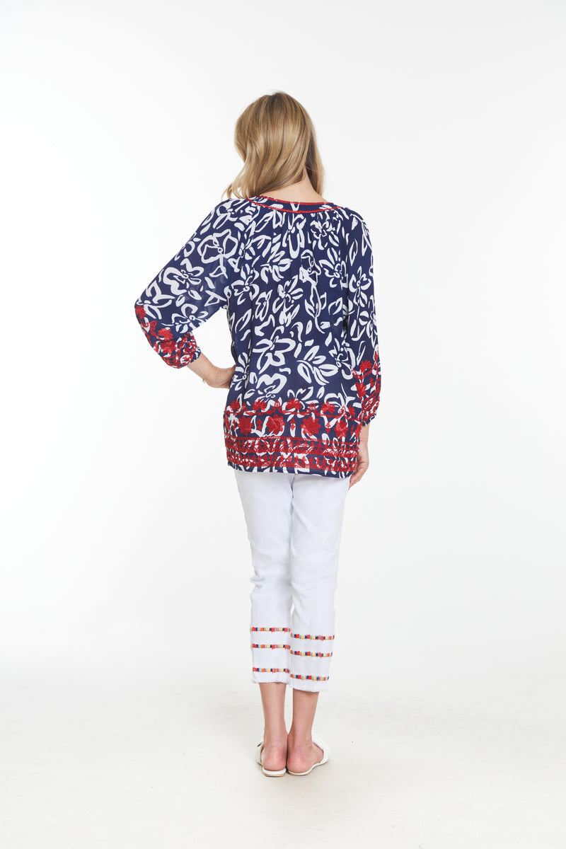 Button Front Print Top- Multi