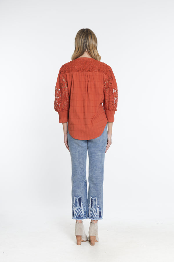 Patchwork Blouse - Rust