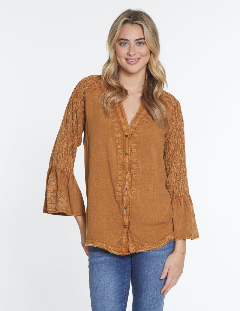 Button Front Top - Gold