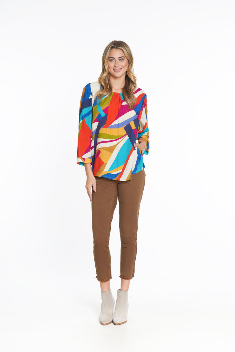 Print Top with Side Pockets - Multi