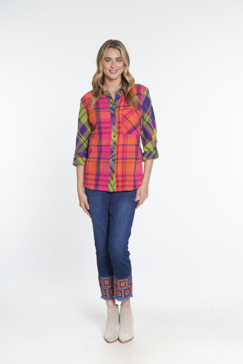 Mixed Plaid Shirt - Multi