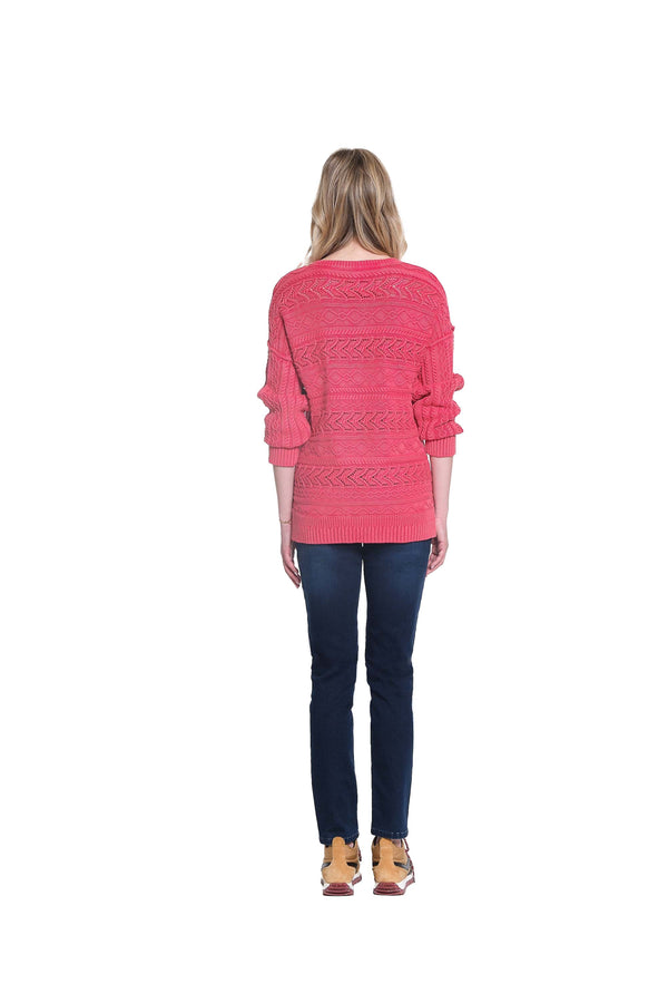 Split Neck Sweater - Dark Red