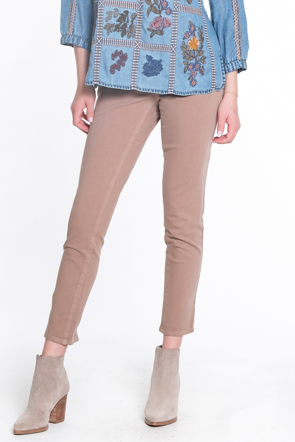 4 WAY STRETCH PULL ON SKINNY ANKLE JEAN - Truffle