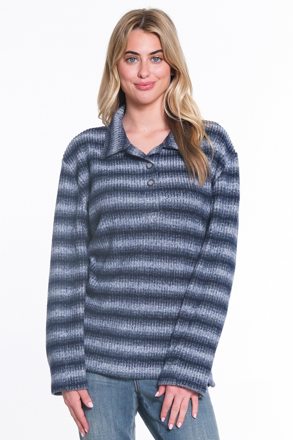 Ombre Polo Top - Heather Blue