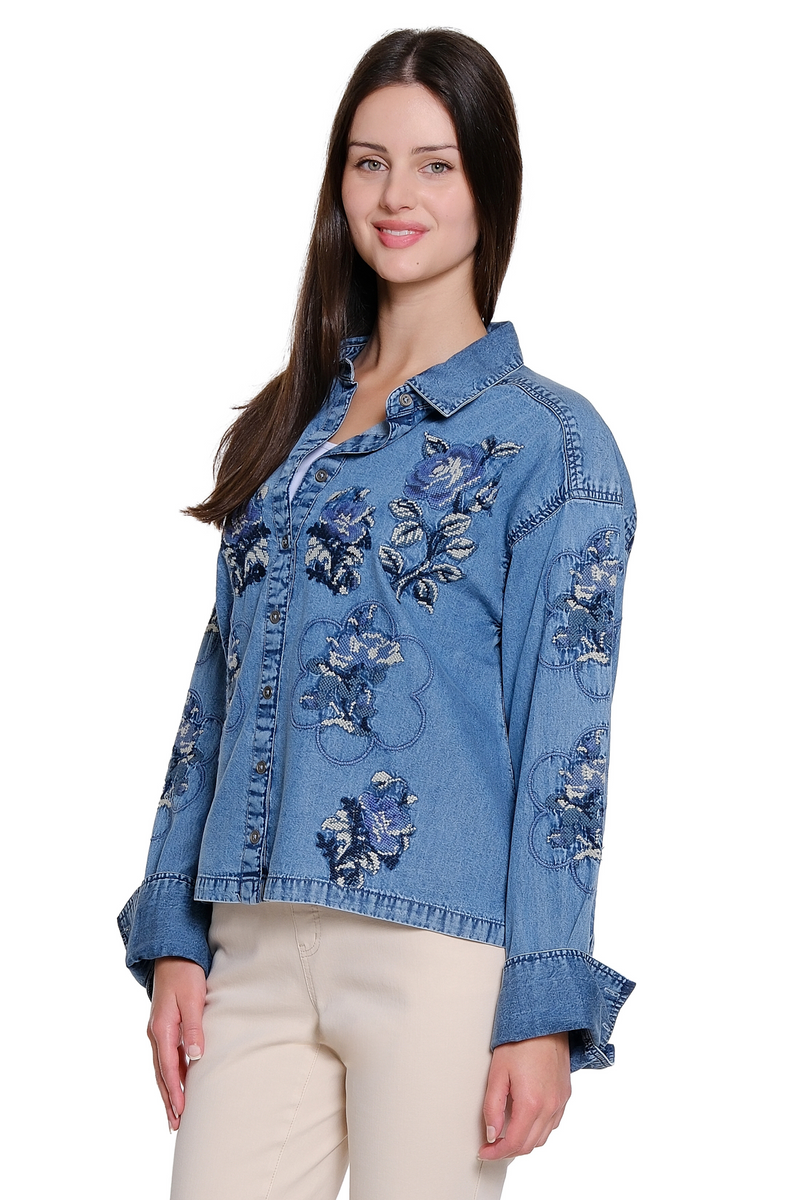 Embroidered Jacket - Chambray