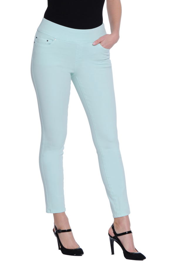 4 WAY STRETCH PULL ON SKINNY ANKLE JEAN - Aqua