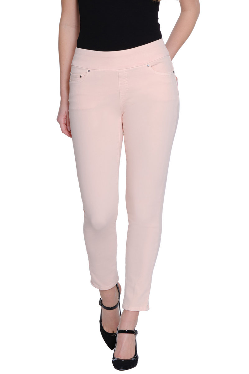 4 WAY STRETCH PULL ON SKINNY ANKLE JEAN - Light Pink