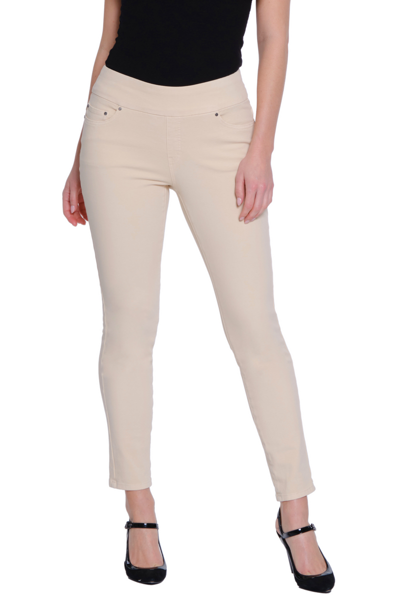 4 WAY STRETCH PULL ON SKINNY ANKLE JEAN - Sand