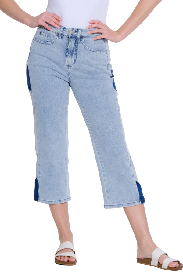 Wide Leg Crop Jeans - Light Indigo