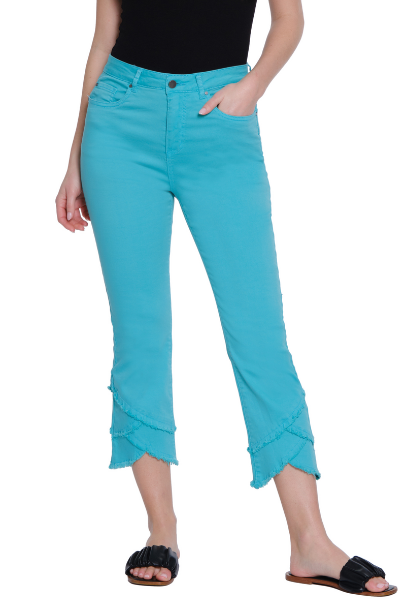 Scalloped Hem Crop Jean - Turquoise