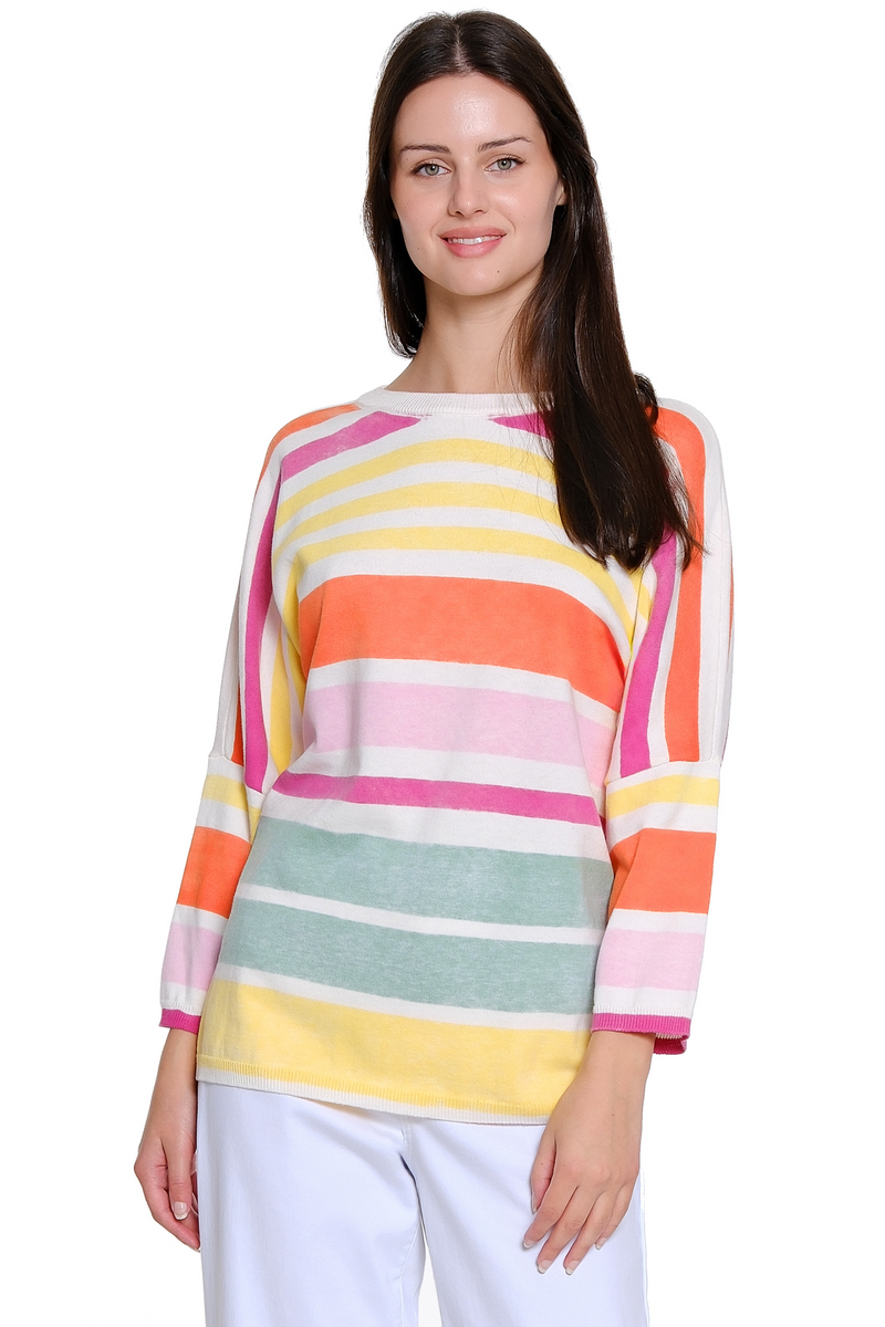 Striped Dolman Sleeve Sweater - Multi