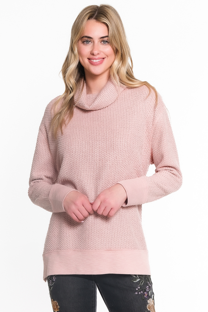 Texturized Knit Turtleneck - Blush