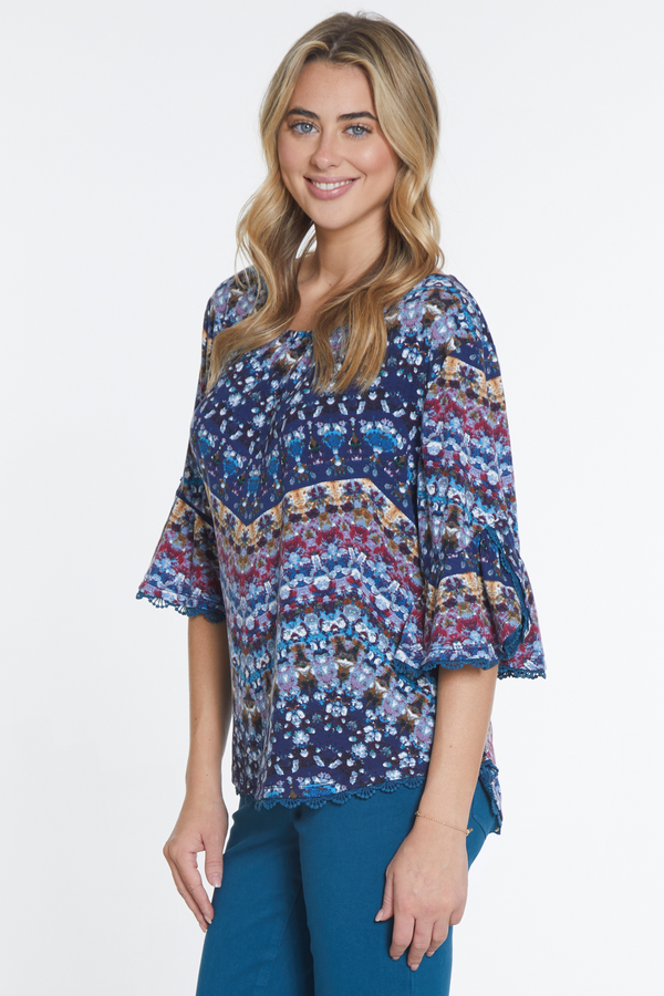 Ruffle Sleeve Knit Top - Multi