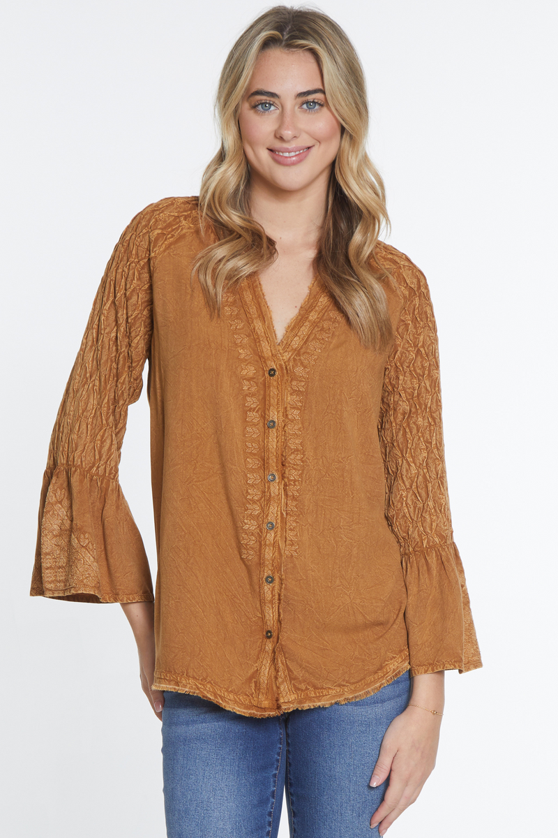 Button Front Top - Gold